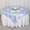 72" x 72" White Blue Floral Satin Square Table Overlay Party Events Decorations